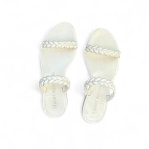 Stuart Weitzman - Women's White Braided Double Strap Sandals Size 6